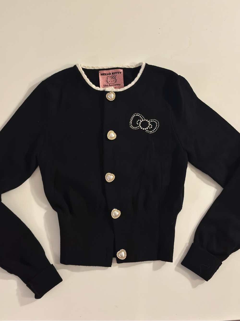 Forever 21 Black Girls' Rhinestone Hello Kitty Cardigan